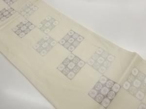 市松に菊模様織出し夏用袋帯